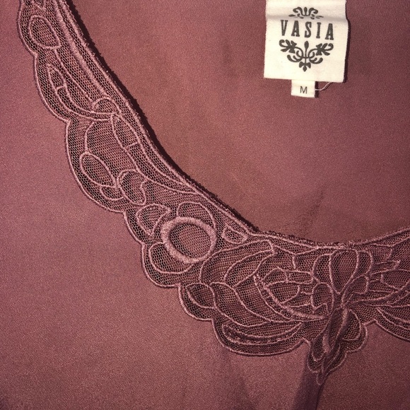 VASIA Anthropologie Mauve Peasant Mini Dress Embroidered Women’s Size M - Picture 6 of 9